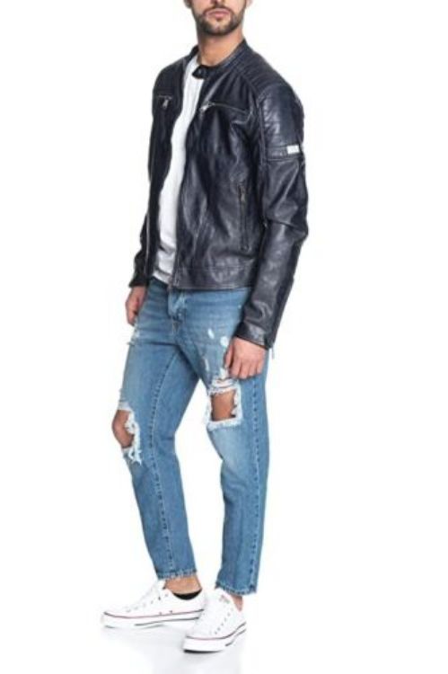 Immagine di GIUBBOTTO in ECOPELLE UOMO YES ZEE BLU NOTTE e GRIGIO