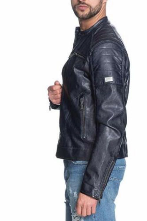 Immagine di GIUBBOTTO in ECOPELLE UOMO YES ZEE BLU NOTTE e GRIGIO