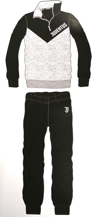 Immagine di PIGIAMA INVERNALE MEZZA ZIP ADULTO F.C. JUVENTUS UFFICIALE NERO/GRIGIO IN COTONE