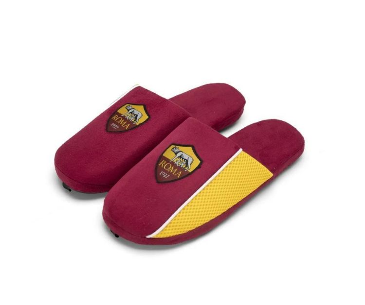 Immagine di PANTOFOLE ADULTO A.S. ROMA UFFICIALE GIALLO ROSSO CON LOGO BANDA GIALLA LATERALE